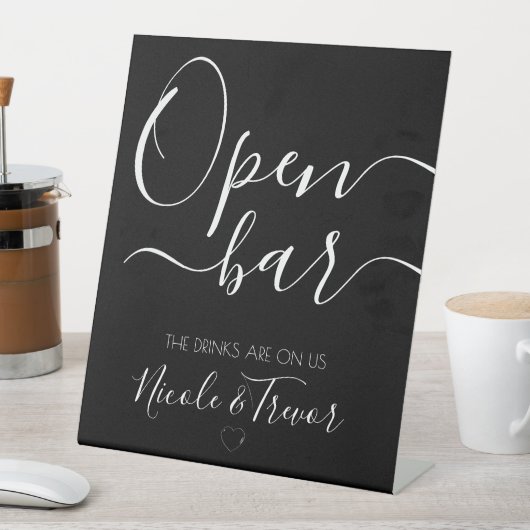Aangepaste namen Black Calligraphy Open Bar Reclamebord Met Voetstuk (Insitu)