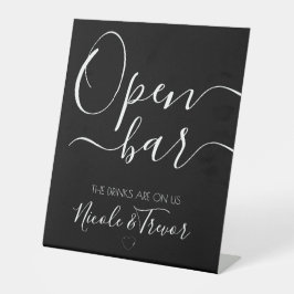 Aangepaste namen Black Calligraphy Open Bar Reclamebord Met Voetstuk