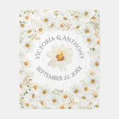 Aangepaste namen Datum Daisy Floral Wedding Fleece Deken (Voorkant)