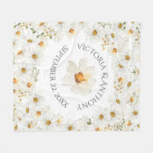 Aangepaste namen Datum Daisy Floral Wedding Fleece Deken (Voorkant (Horizontaal))