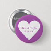 Aangepaste namen, datum en kleur hartknop ronde button 5,7 cm (Voorkant /achterkant)