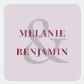 Aangepaste Namen Eenvoudig Elegant Paarse Vierkante Sticker (Voorkant)