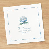 Aangepaste namen Elegant Lichtblauw Hydrangea Brui Servet