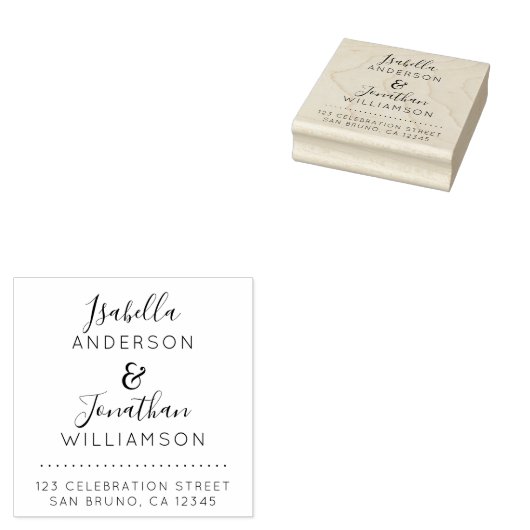 Aangepaste namen Elegant Script Bruiloft Retouradr Rubberstempel (Gestempeld)