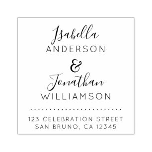 Aangepaste namen Elegant Script Bruiloft Retouradr Rubberstempel