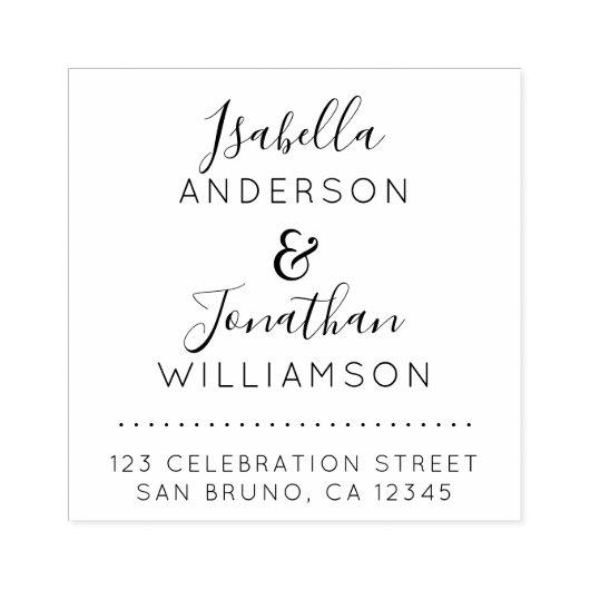 Aangepaste namen Elegant Script Bruiloft Retouradr Rubberstempel (Afrduk)