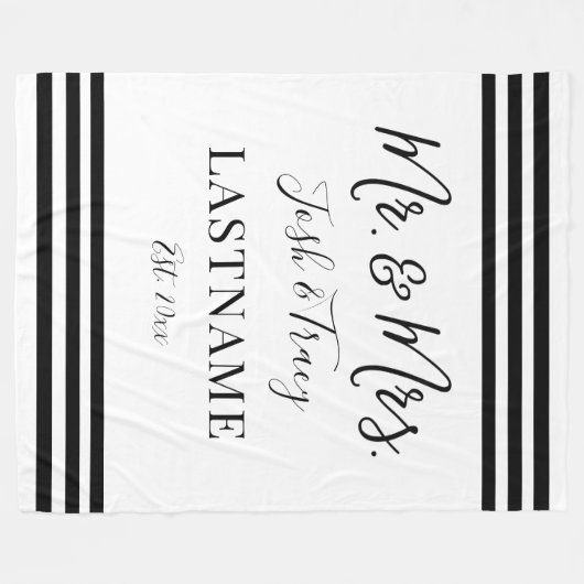 Aangepaste namen en achternaam Mr en Mrs Gift Fleece Deken (Voorkant (Horizontaal))