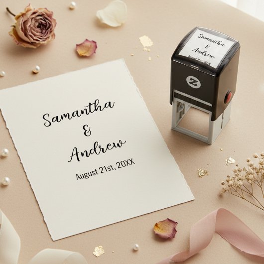 Aangepaste namen en datum van pasgetrouwden Huweli Zelfinktende Stempel