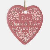 Aangepaste namen en datumnamen voor sierdoeleinden keramisch ornament (Rechts)