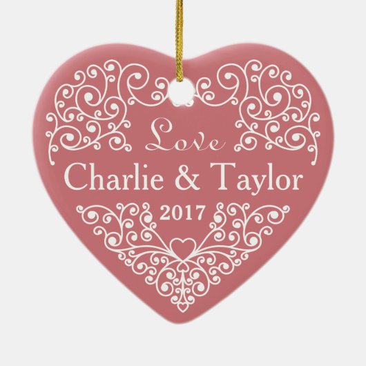 Aangepaste namen en datumnamen voor sierdoeleinden keramisch ornament (Achterkant)