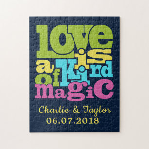 Aangepaste namen en datumpuzzel van Magical Love Legpuzzel