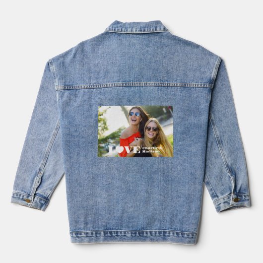 Aangepaste namen en foto's LOVE Denim Jacket (Achterkant)
