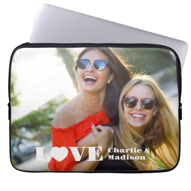 Aangepaste namen en foto's LOVE Laptop Sleeve (Voorkant)