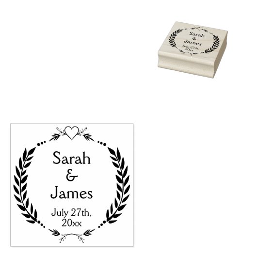 Aangepaste namen en huwelijksdatum Rubberstempel (Gestempeld)