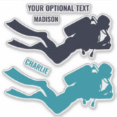 Aangepaste namen en tekst Scuba Diver Sticker (Voorkant)