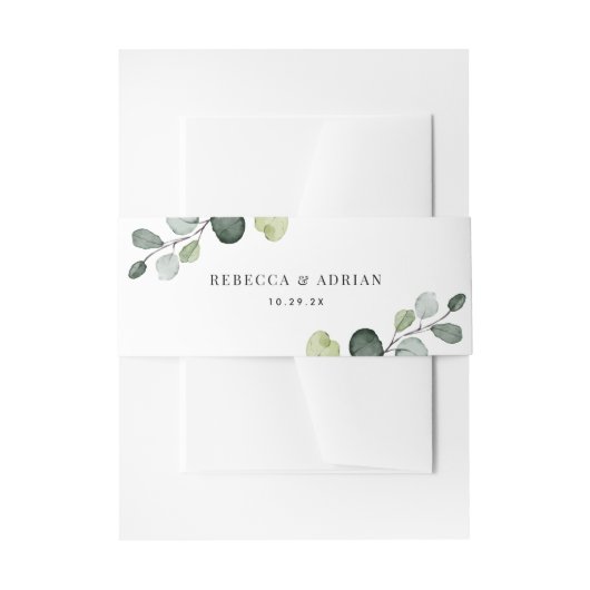 Aangepaste namen Eucalyptus Greenery Wedding Uitnodigingen Wikkel (Voorkant Voorbeeld)