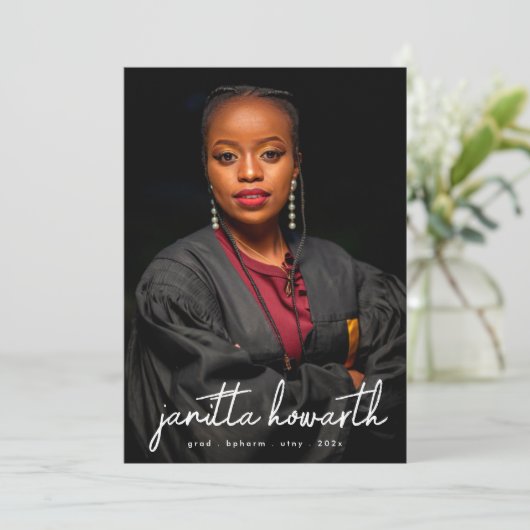 Aangepaste namen Fotosjabloon Afstuderen Universit Aankondiging (Staand voorkant)