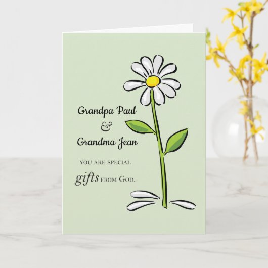 Aangepaste namen Gift van God Daisy Grootouders Da Kaart (Gele Bloem)