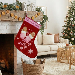 Aangepaste namen Gingerbread Girls Holly Jolly Grote Kerstsok
