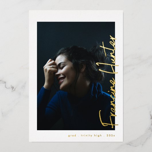 Aangepaste namen High School Afstuderen Gold Folie Uitnodiging (Voorkant)