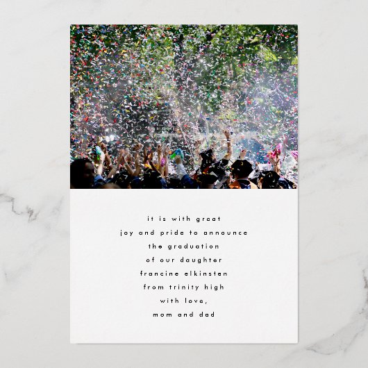 Aangepaste namen High School Afstuderen Gold Folie Uitnodiging (Achterkant)