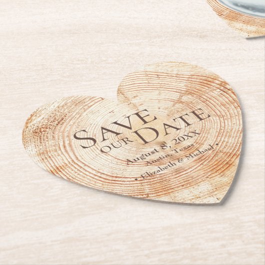 Aangepaste namen Hout grain Wedding Rustic Kartonnen Onderzetters (Gekanteld)