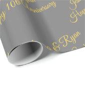 Aangepaste namen, Jubileum, Gouden Script op grijs Cadeaupapier (Rol Hoek)