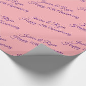 Aangepaste namen, Jubileum, Paarse script op perzi Cadeaupapier (Hoek)