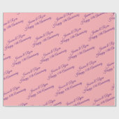 Aangepaste namen, Jubileum, Paarse script op perzi Cadeaupapier (Vlak)