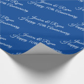 Aangepaste namen, Jubileum, Wit Script, Deep Blue Cadeaupapier (Hoek)