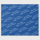Aangepaste namen, Jubileum, Wit Script, Deep Blue Cadeaupapier (Vlak)