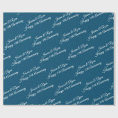 Aangepaste namen, Jubileum Wit Script, Ocean Blue Cadeaupapier (Vlak)