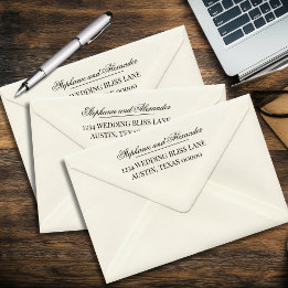 Aangepaste namen kalligrafie retouradres bruiloft  zelfinktende stempel