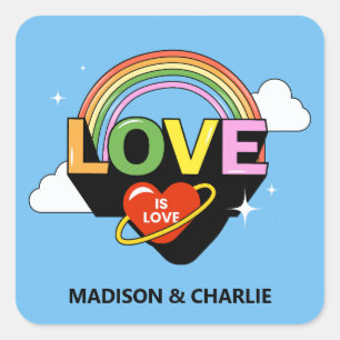Aangepaste namen "Liefde is Liefde" Vierkante Sticker
