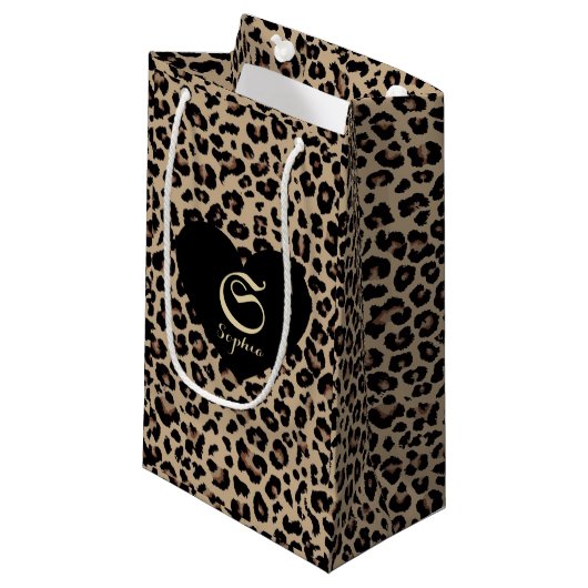 Aangepaste namen Luxury Cheetah Love Klein Cadeauzakje (Voorkant Gekanteld)