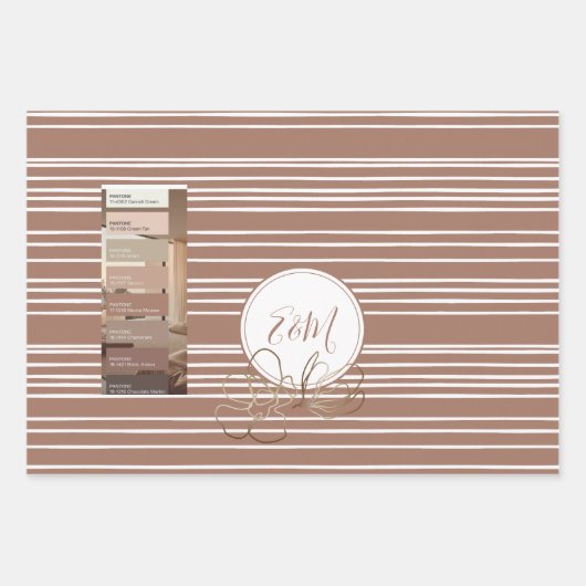 Aangepaste namen Mocha Mousse Bruine Trouwdag Inpakpapier Vel (Voorkant 2)