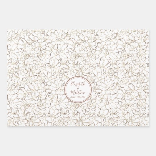 Aangepaste namen Mocha Mousse Bruine Trouwdag Inpakpapier Vel (Voorkant)