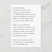 Aangepaste namen Modern Black Details Accommodatie Informatiekaartje (Achterkant)