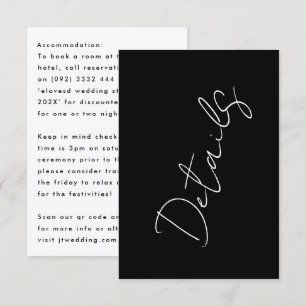 Aangepaste namen Modern Black Details Accommodatie Informatiekaartje