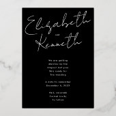 Aangepaste namen Modern Gold Photo Save Our Date Folie Uitnodiging (Achterkant)