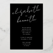 Aangepaste namen Modern Gold Photo Save Our Date Folie Uitnodiging (Achterkant)