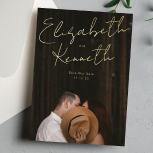 Aangepaste namen Modern Gold Photo Save Our Date Folie Uitnodiging