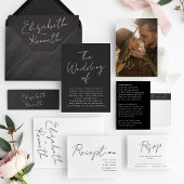 Aangepaste namen Modern Wit & Zwart De bruiloft Kaart