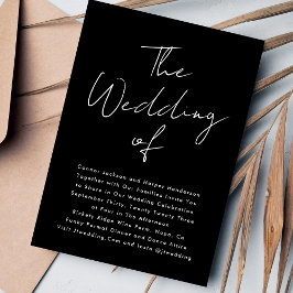 Aangepaste namen Modern Wit & Zwart De bruiloft Kaart