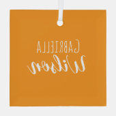 Aangepaste namen moderne oranje minimalistisch glas ornament (Achterkant)
