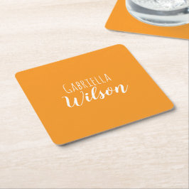 Aangepaste namen moderne oranje minimalistisch kartonnen onderzetters