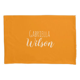 Aangepaste namen moderne oranje minimalistisch kussensloop