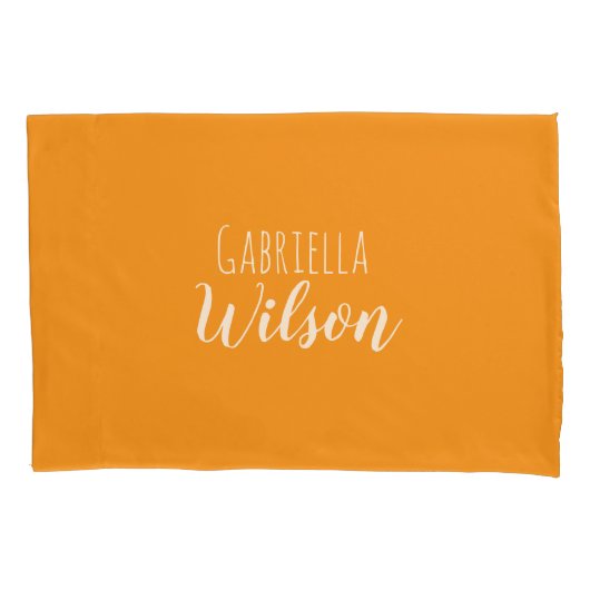 Aangepaste namen moderne oranje minimalistisch kussensloop (Voorkant)