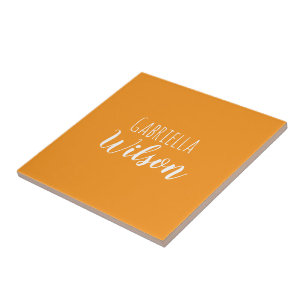 Aangepaste namen moderne oranje minimalistisch tegeltje