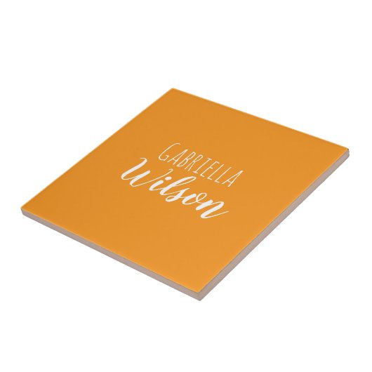 Aangepaste namen moderne oranje minimalistisch tegeltje (Zijkant)